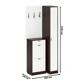 Высокая обувница с вешалкой с крючками и пеналом П-6-500 для прихожей фрезеровка прованс