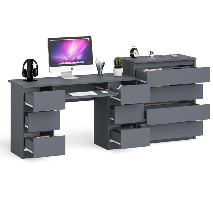 Компьютерные столы, Комод 800 4-ре ящика Мори и двухтумбовый компьютерный стол МС-2