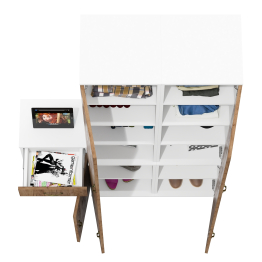 Тумбочка с ящиком и полкой за дверкой и два пенала пять полочек Лидер-8