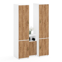 Два узких платяных шкафа для одежды Лидер-8 23Б и тумбочка с нишей 3.19