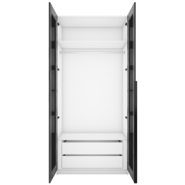 Шкаф распашной Е1 Локер 101x52.5x220 см, с черным стеклом и модулем