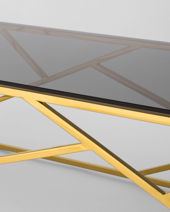 Журнальные столики, Журнальный стол АРТ ДЕКО 120х60 (Стекло smoke/Сталь золото)
