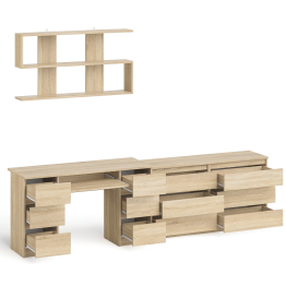 Стол компьютерный ящики слева и справа Мори МС-2 с комодом и полкой навесной