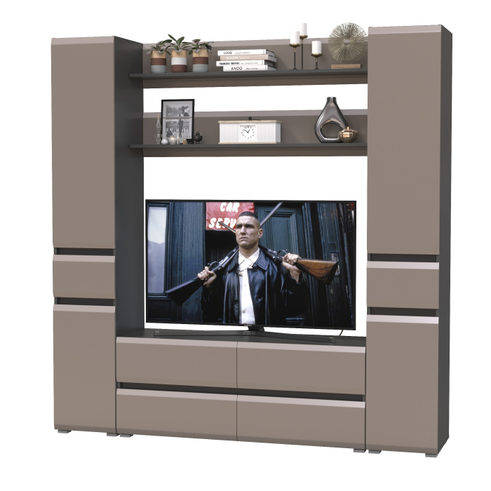 Стенки для гостиной, Два пенала с ящиком с двумя полочками и ТВ-тумбой Сидней