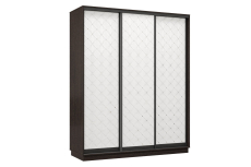 Шкафы-купе 3-х дверные, Шкаф-купе Премьер 24 (01РБ;01РБ;01РБ) фасады ромб белый/трёхдверный/Профиль чёрный муар