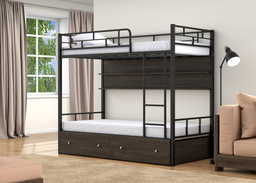 Для подростков, Двухъярусная кровать Валенсия ящики полка венге