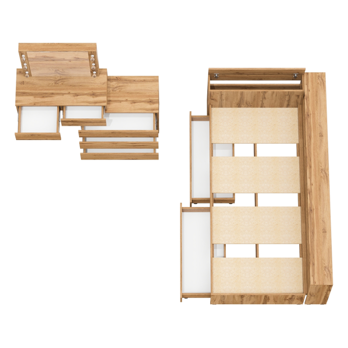 Спальные гарнитуры, Столик косметический с лампочками 110 и Ксения 900 односпальная кровать с ящиками и прикроватным блоком