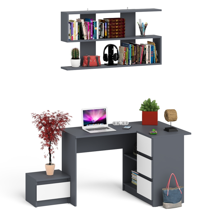 Угловые, Стол угловой компьютерный МС-16 Мори правый с полкой верхней на 1200 и тумбой ТМП400