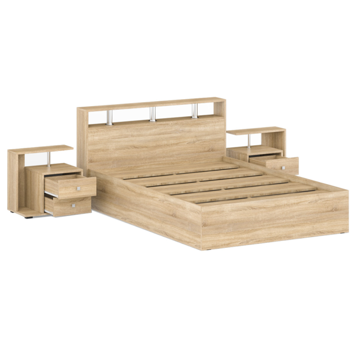 Спальные гарнитуры, Кровать Камелия 1400 с двумя прикроватными тумбами