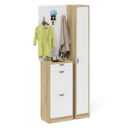 Тумба для обуви высокая с вешалкой и пеналом П-6 № 24 МДФ фрезеровка прованс