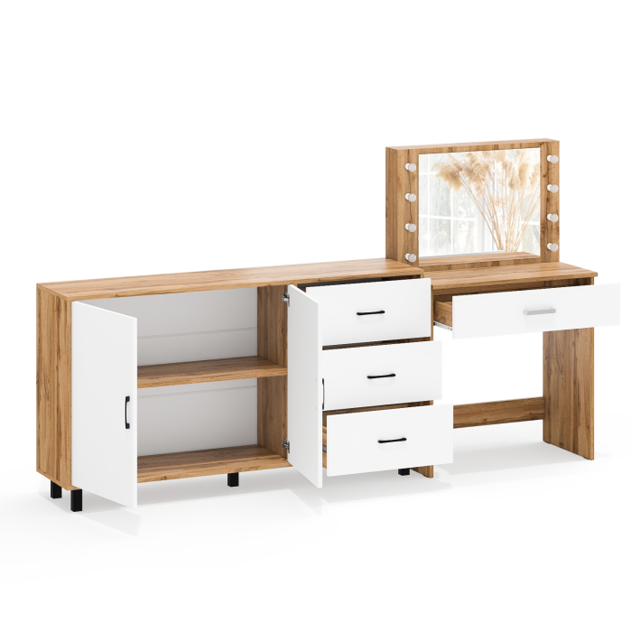 С зеркалом, Комод-тумба 123-1604 и туалетный столик с подсветкой СТ-4