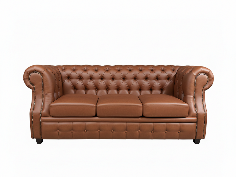 Дизайнерские диваны для гостиной, Диван Честер  Лофт 3-х местный, экокожа