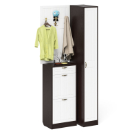 Прихожие, Высокая обувница с вешалкой с крючками и пеналом П-6-500 для прихожей фрезеровка прованс