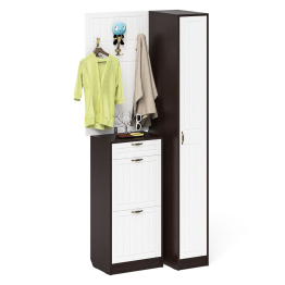 Высокая обувница с вешалкой с крючками и пеналом П-6-500 для прихожей фрезеровка прованс