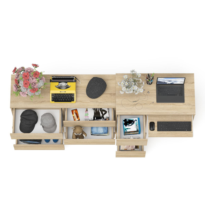 Домашние кабинеты, Комод Мори МК1200 6-ть ящиков со столом компьютерным МС-6 левым