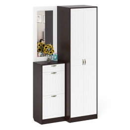 Зеркало для прихожей с обувницей и шкафом П-6 № 17 МДФ фрезеровка прованс