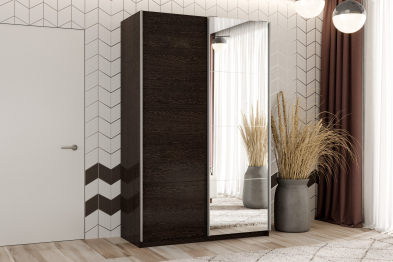 Шкаф-купе Smart 1424 2х дверный (фасады ЛДСП,зеркало) профиль серебро