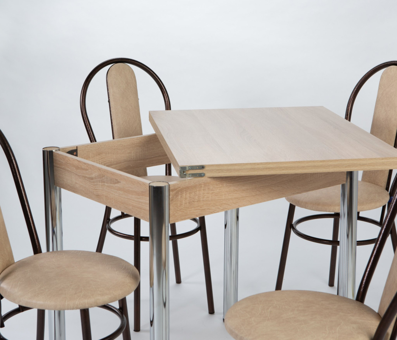 Обеденные группы, Обеденная группа С Ящиком Дуб сонома Хром/венские