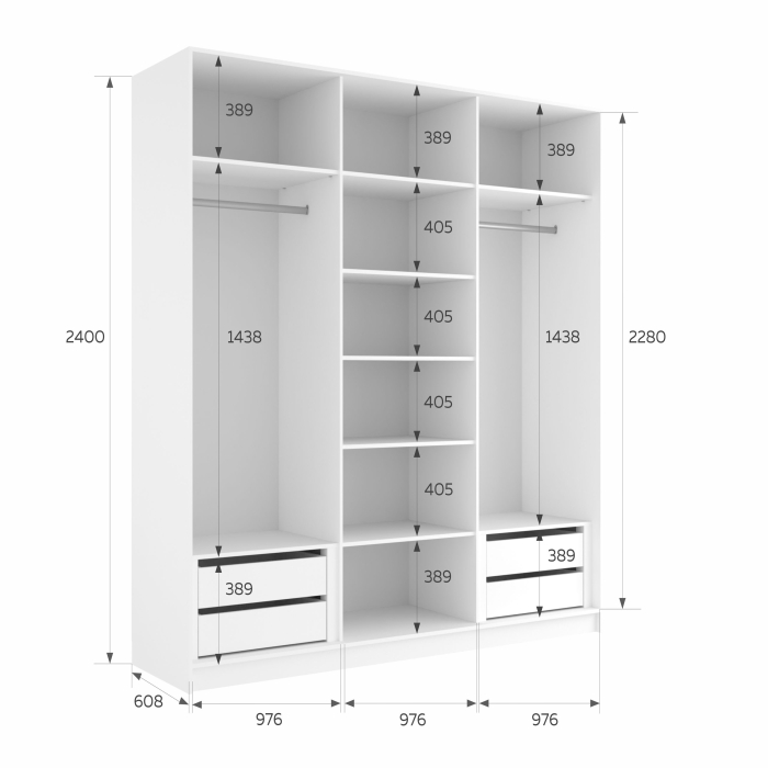 Шкафы-купе 3-х дверные, Шкаф-купе Эста 3-х дверный Стекла фисташка/Доводчик 300х66х240