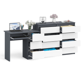 Комод Мори МК1200 8-мь ящиков со столом компьютерным МС-6 правым