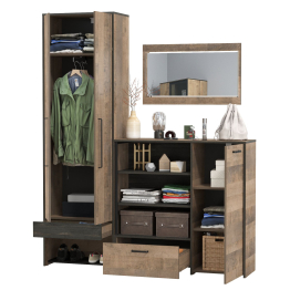 Шкаф для одежды в прихожую Трувор с зеркалом 15.30 и комодом-тумбой