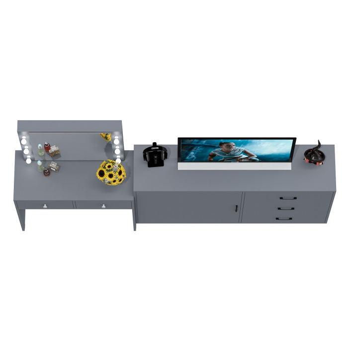 Туалетные столики, Косметический столик с лампочками СТ-5 и комод-тумба 122-1504