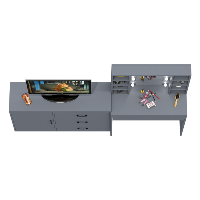 Туалетные столики, Туалетный столик с подсветкой 115 и комод с дверкой и 3-мя ящиками 122-1204