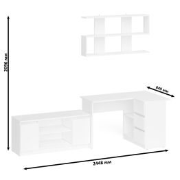 Стол угловой компьютерный Мори МС-16 правый с книжной полкой и ТВ-тумбой МТВ1200.1
