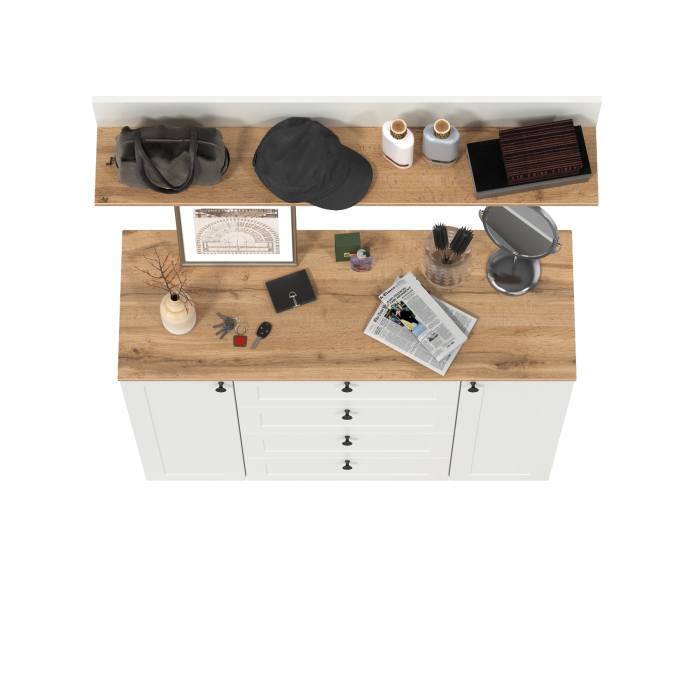 Прихожие, Остин комод четыре ящика и две дверки и полка навесная