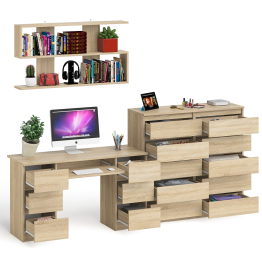 Комод Мори МК1200.10 со столом компьютерно-письменным и полкой сверху