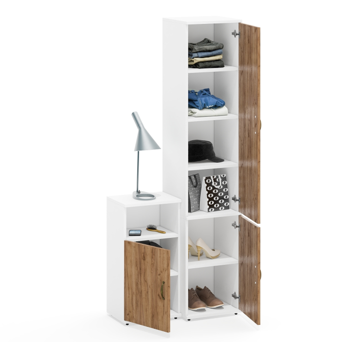 Домашние кабинеты, Пенал с полками и тумба с дверкой и нишей Лидер-8