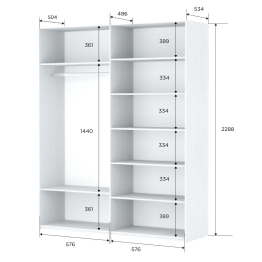 Шкаф-купе Прайм 2-х дверный ДСП/Стекло пудра/Доводчики 120х57х230
