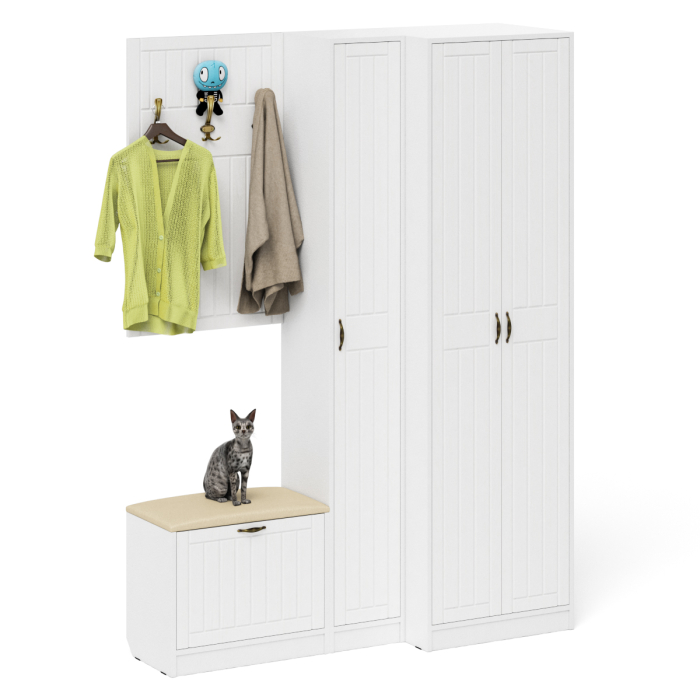 Прихожие, Пенал для прихожей с обувницей с вешалкой и шкаф П-6 № 27 МДФ фрезеровка прованс