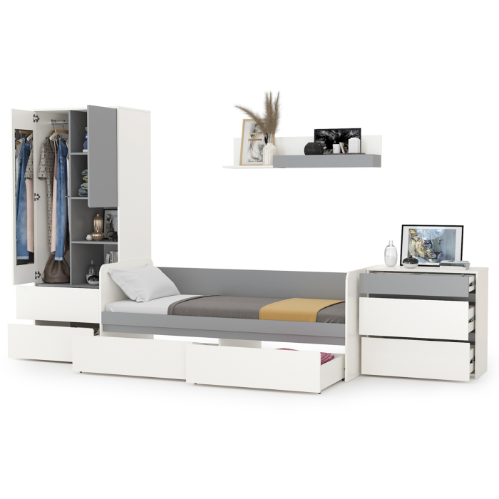 Для девочек, Мебель молодёжная с кроватью с ящиками Торонто № 19