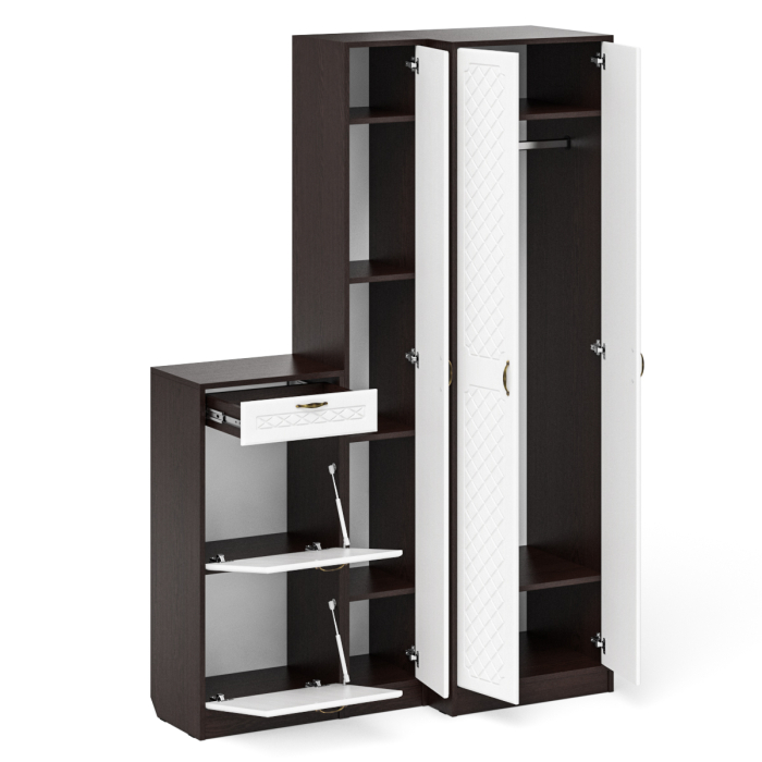 Прихожие, Обувница П-6 две секции с пеналом и шкафом № 28 МДФ фрезеровка ромб