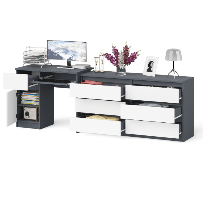 Компьютерные столы, Комод 6-ть ящиков Мори 1380 и стол компьютерный МС-1 дверка и ящик слева