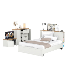 Кровать Остин со спальным местом 1600 с ортопедическим основанием с тумбой с дверками и комодом 16.221