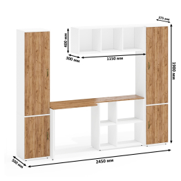 Два пенала серии Лидер-8 МД 22Б и МД 21Б и компьютерный рабочий стол с полкой для книг