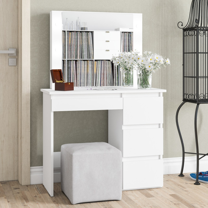 С зеркалом, Стол косметический с подсветкой Сура