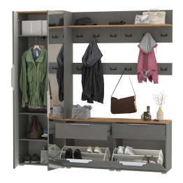 Шкаф для верхней одежды двери зеркало с обувницами и вешалками Октава