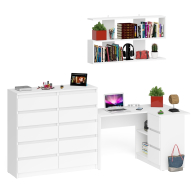 Домашние кабинеты, Набор мебели из углового компьютерного стола Мори МС-16 правого с книжной полкой и комода МК1200.10