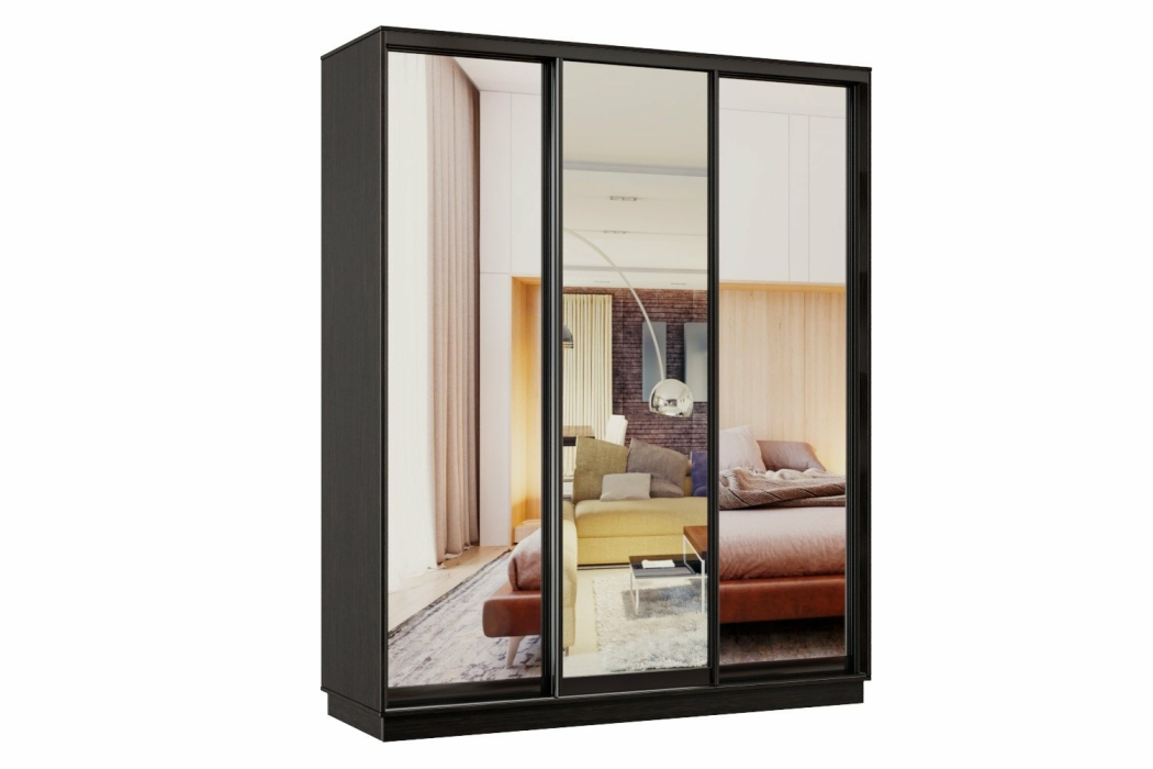 Шкафы-купе 3-х дверные, Шкаф-купе Премьер 27 венге