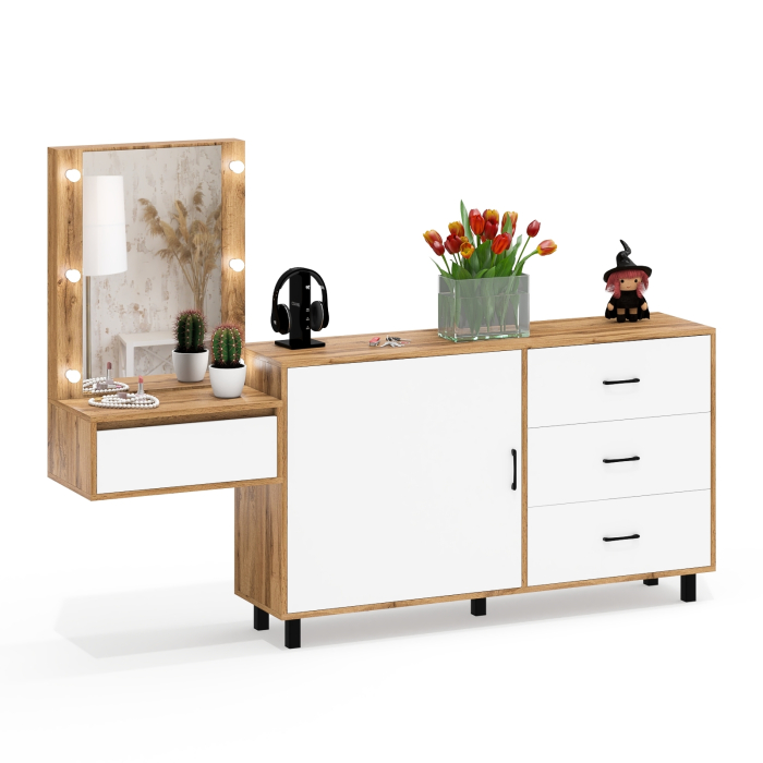 Туалетные столики, Стол косметический навесной с подсветкой и комод 122-1504