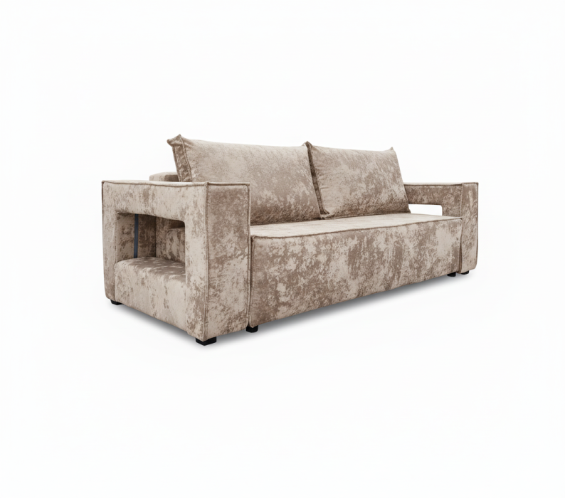 Дизайнерские диваны для гостиной, Диван-кровать еврокнижка Лофт Люкс  с подсветкой , 140,плюш