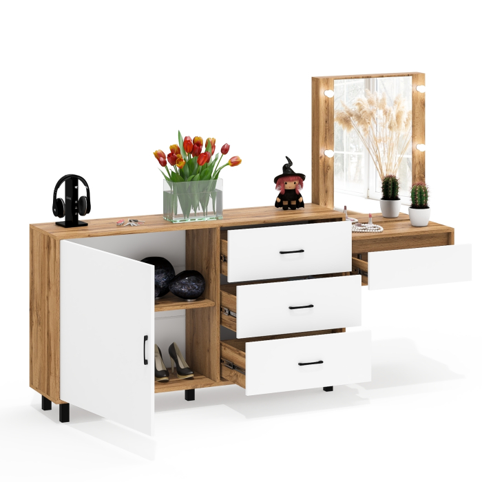 Туалетные столики, Стол косметический навесной с подсветкой и комод 122-1504