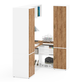 Пенал с открытой нишей и дверками Лидер-8 со столом для работы с полкой и пеналом МД 23Б