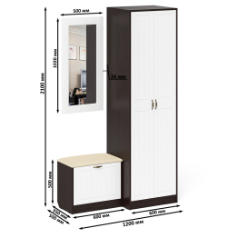 Шкаф две двери с обувницей и зеркалом П-6 № 11 МДФ фрезеровка прованс