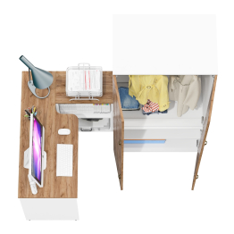 Шкаф для одежды глубокий с дверками и компьютерный стол Лидер-8