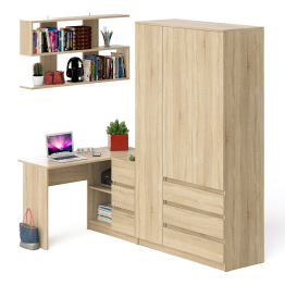 Шкаф-комод Мори 1200-1 с угловым компьютерным столом МС-16 правый и полкой