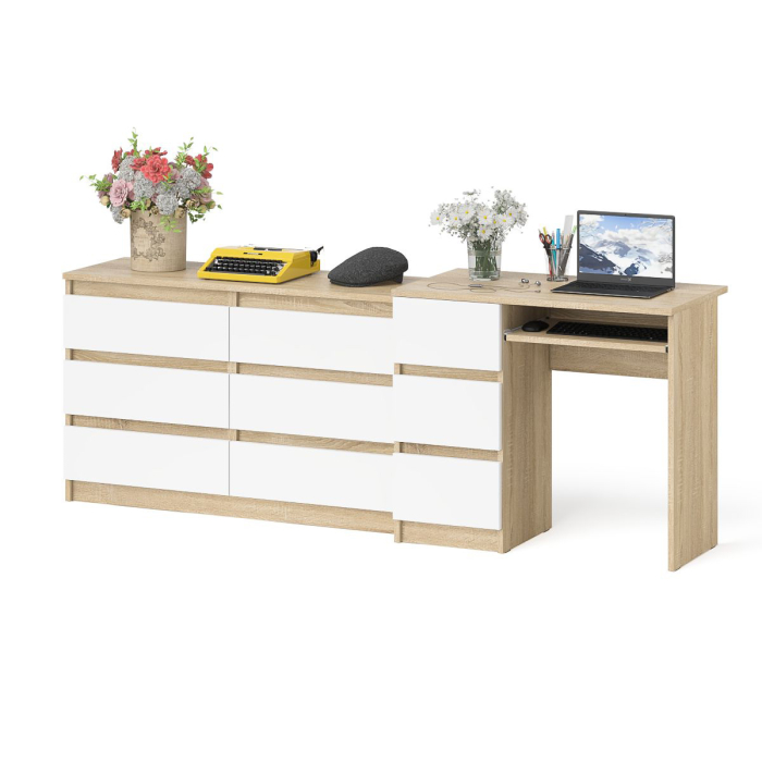 Домашние кабинеты, Комод Мори МК1200 6-ть ящиков со столом компьютерным МС-6 левым